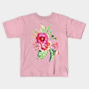 hand painted watercolor flowers Kids T-Shirt